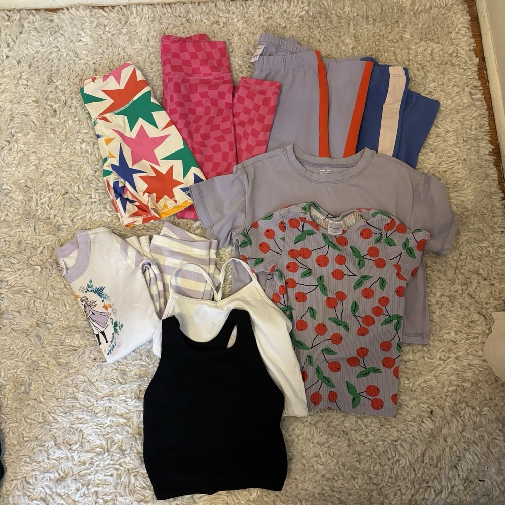 Hanna Andersson Athleta Girls Bundle Leggings Shirts Pajamas Sports Bra 6-7 &8